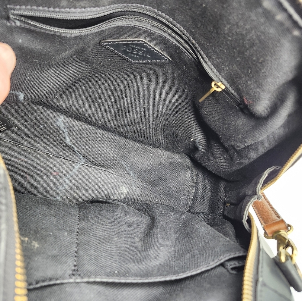 Fossil Rachel Black and Brown Satchel - Picture 9 of 11